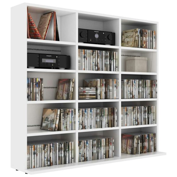 Berkfield CD Cabinet White 102x23x89.5 cm Engineered Wood