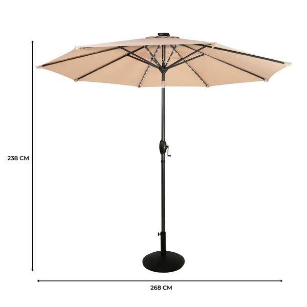 Jardi LED Tilt Parasol 2.7m With Tilt Base – Beige