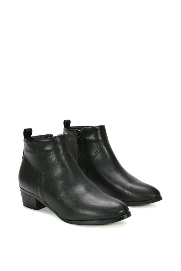 XY LONDON Zip Up Cowboy Ankle Boots With Low Block Heel