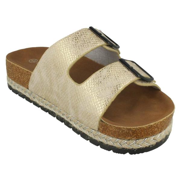 Spot On Ladies Spot On Double Strap Mules F10898