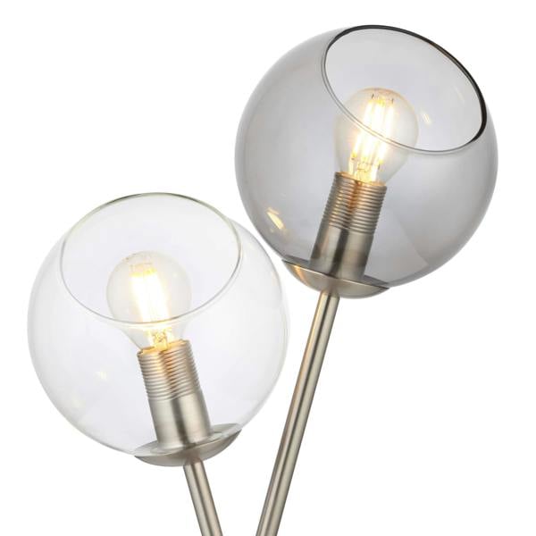 Branco 2 Light Chrome & Smoked Glass Table Lamp
