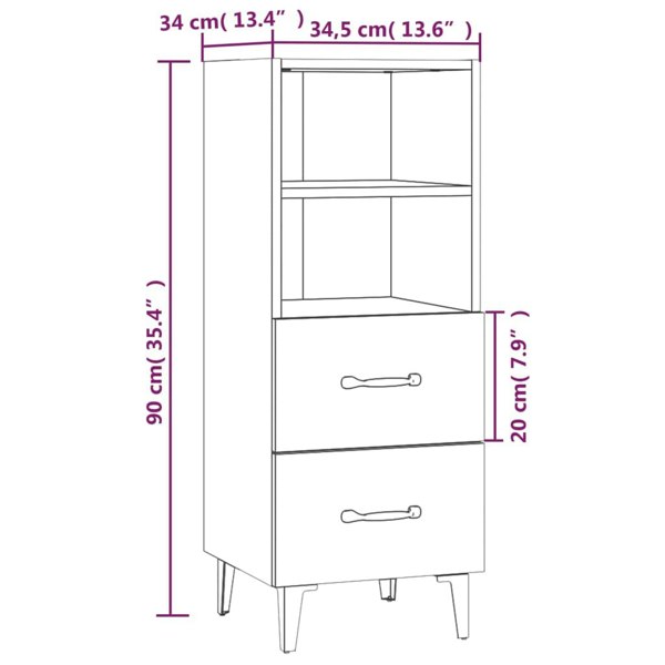Berkfield Sideboard Smoked Oak 34.5x34x90 cm Engineered Wood