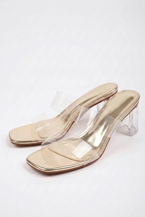 ikrush Genevieve Clear Strap Low Block Heel Mules