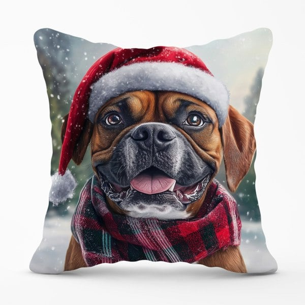 Warren Reed Christmas Boxer Dog Cushion