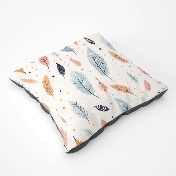 Warren Reed Pastel Feather Pattern Floor Cushion