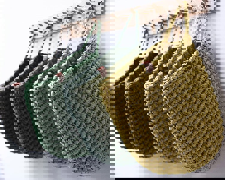 Zuri House Crochet hanging bags | LIGHT OLIVE