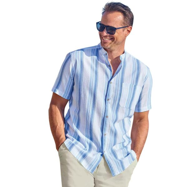 Atlas For Men Mens Striped Crepe Shirt - Blue