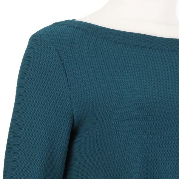 Alaia dress in petrol blue with flared hemline fit and flare