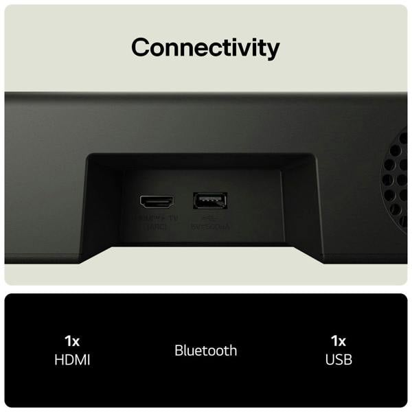 LG US20A Smart Soundbar with 2.0 Channel, Bluetooth, Dolby Digital, HDMI, USB with Free Gift RRP £10