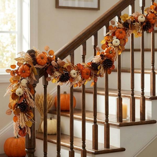 Garden Greatness 6ft Realistic Autumn Pumpkin Garland