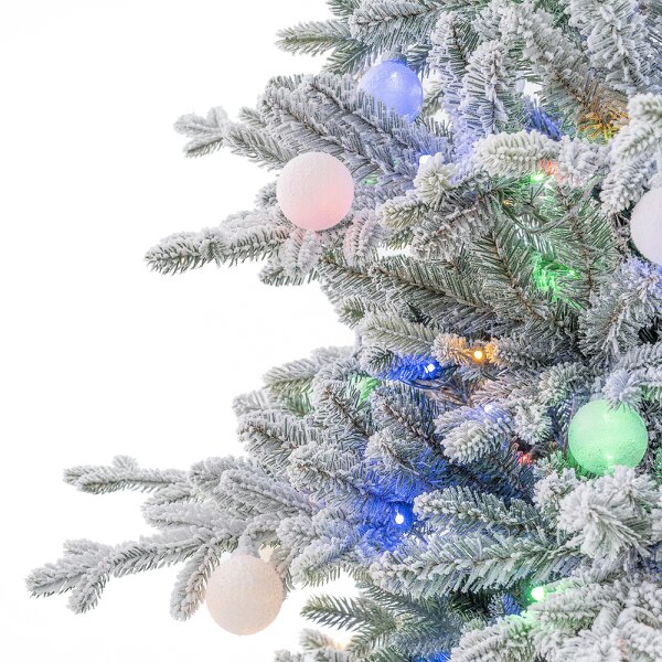 Outdoor Living Aurora Winter Glow Flocked White Multi-Colour Christmas Tree