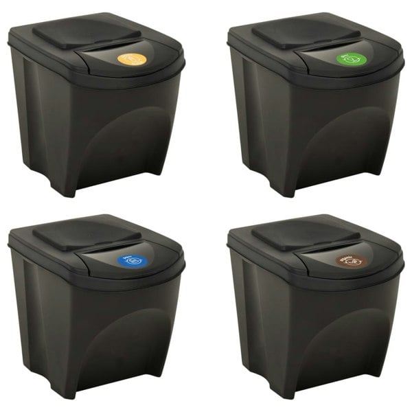 Berkfield Stackable Dustbins 4 pcs Anthracite 100 L