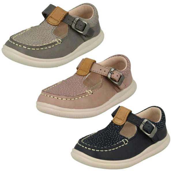 Clarks Girls Clarks Casual T-Bar Shoes Cloud Rosa