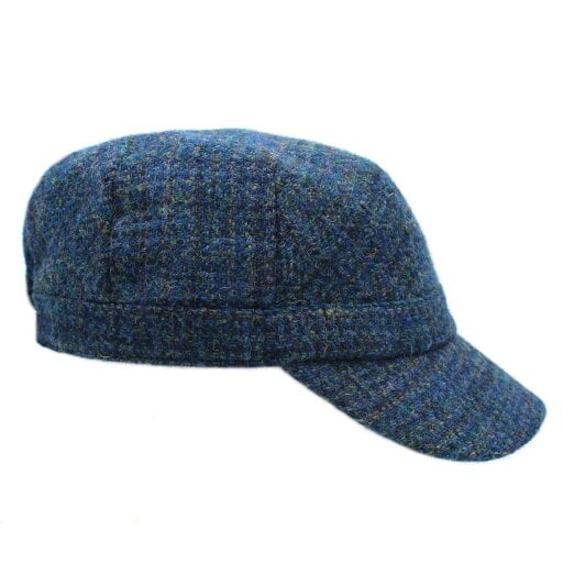 Heather Hats & Accessories Harris Tweed Traditional Cadet Cap, Satin Lining, Outdoor Wear, Peacock Blue