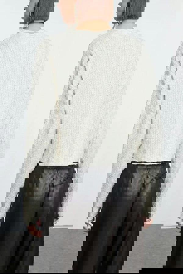 WOVCOR Crop Soft Textured Knit Cardigan with Button Detail