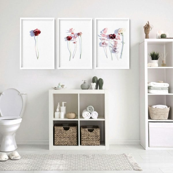 Bathroom wall hanging | set of 3 framed wall art