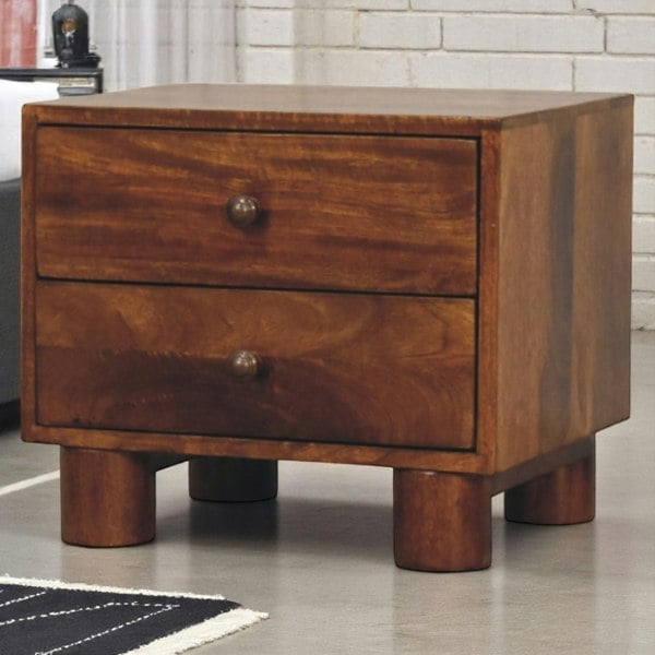 Artisan Furniture Solid Wood Tula 2 Drawer Chestnut Nightstand