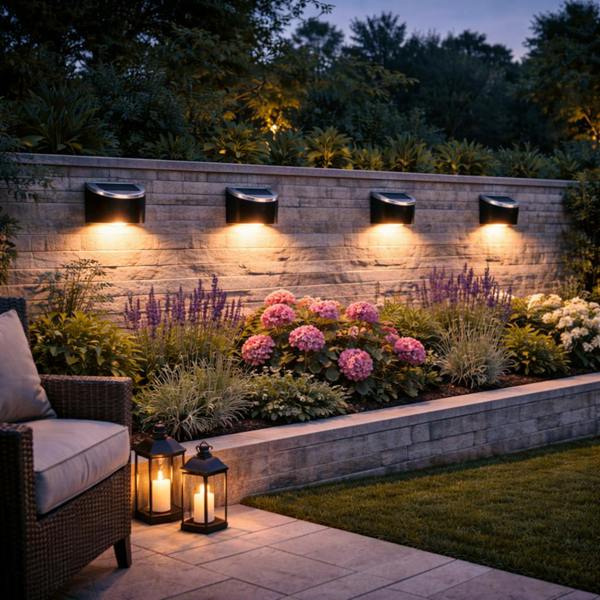 Gardenwize Pack of 4 Solar Fence Lights – Urbane LED Wall Lights
