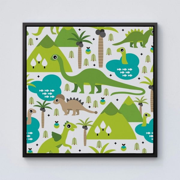 Warren Reed Baby Dinosaur Print Framed Canvas