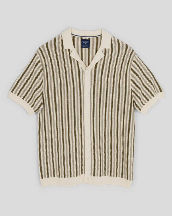 Steel & Jelly Stanmore - Tonal Stripe Knitted Short Sleeve Shirt