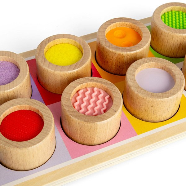 Bigjigs Toys Wooden Sensory Board, Colour Matching Tray And Tubes With Different Textures