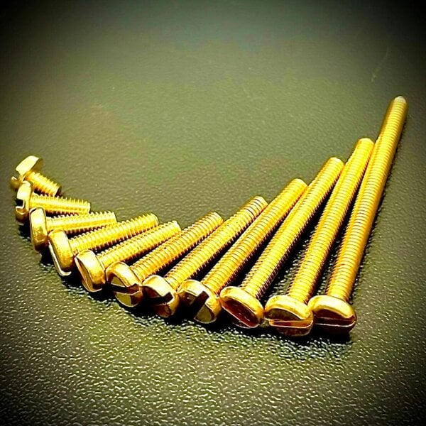 Fixaball M2 and M2.5 Machine Screws Slotted Pan Head Brass DIN 85