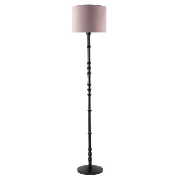 Classic Black Wood Floor Lamp Base with Sleek Reeded Stem Pole Design Image 3