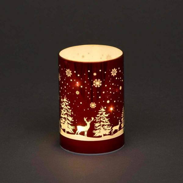 13cm Christmas Decorated Vase Table Lamp with Forest Scene and Warm White LED Lights image 1