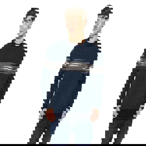 Crosshatch Mens Roundall Chenille Knitted Jumper - Navy - 