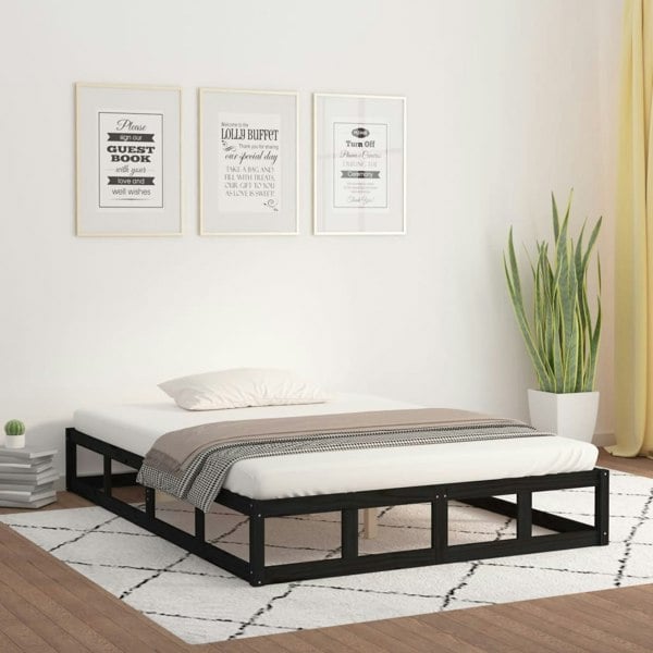 Berkfield Bed Frame Black 120x200 cm Solid Wood