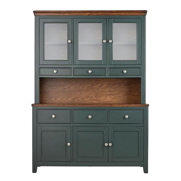 Queensbury Large Triple Dresser, Three Door Display Cabinet with Oak Top