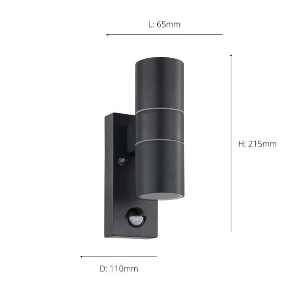 EGLO Riga 5 2-Light Anthracite LED Exterior Wall Lamp With Sensor