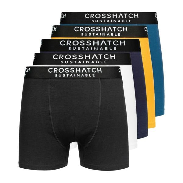 Crosshatch Mens Orlander Boxer Shorts (Pack of 5) - Black/Blue/Mustard/White - 