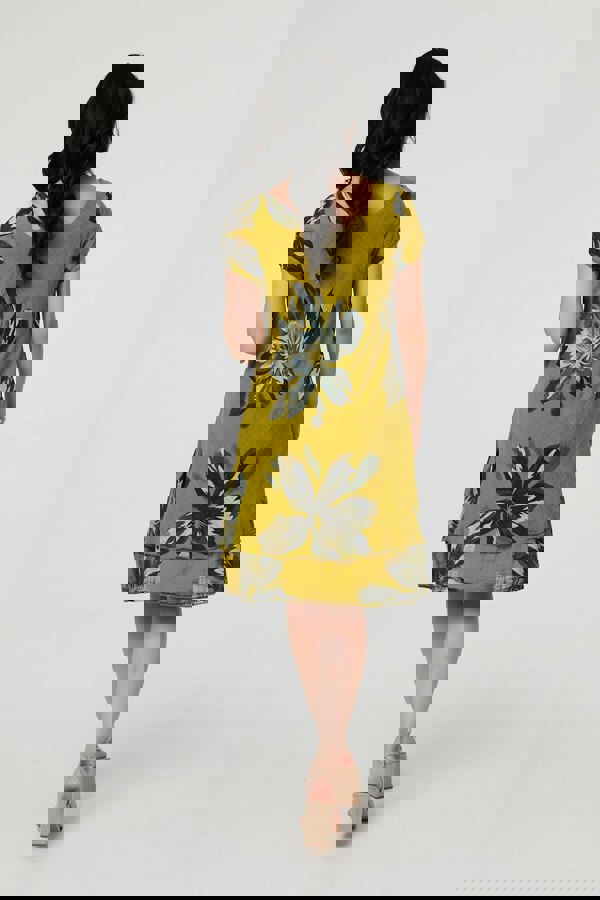 Green | Floral Short Sleeve Knee Length Dress
