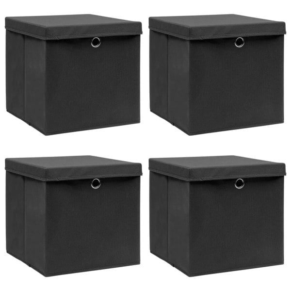 Berkfield Storage Boxes with Lids 4 pcs Black 32x32x32 cm Fabric