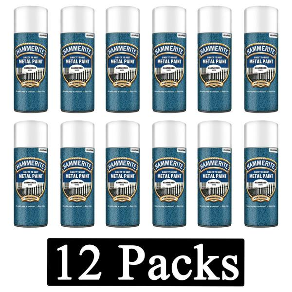Hammerite 12X Hammerite Hammered White Spray Paint 400ml