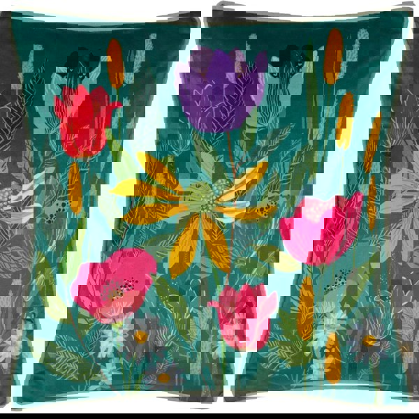 Wylder House Of Bloom Celandine Piped Cushion Cover - Teal