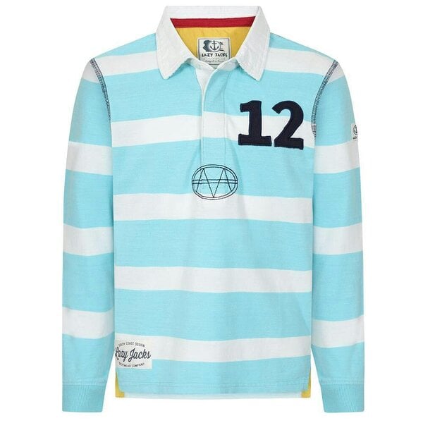 Lazy Jacks LJ78C - Long Sleeve Rugby Top - Spearmint - Blue