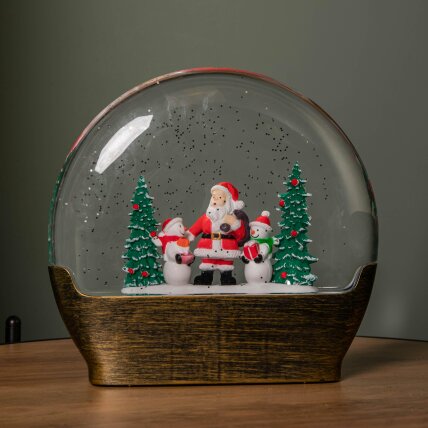 Samuel Alexander 19cm Battery Operated Light up Christmas Water Dome with Santa & Snowman Scene