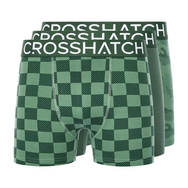 Crosshatch Mens Bresler Boxer Shorts (Pack of 3) - Green - 