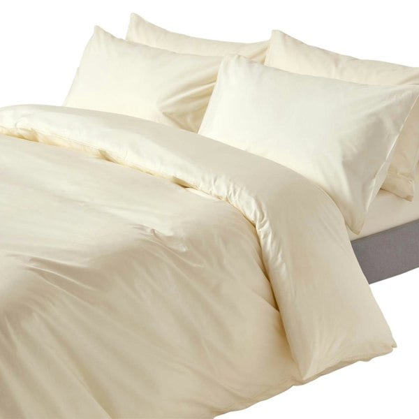 HOMESCAPES Crisp & Cool 200 TC Egyptian Cotton Percale Duvet Cover Set
