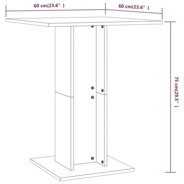 Berkfield Bistro Table Grey Sonoma 60x60x75 cm Engineered Wood