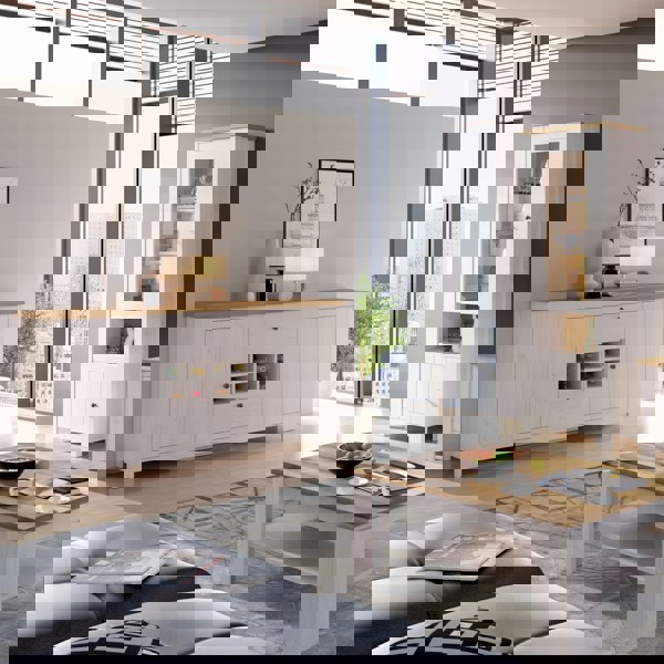 Furniture To Go Celesto 2 Door 2 Drawer sideboard with wine rack in White and Oak