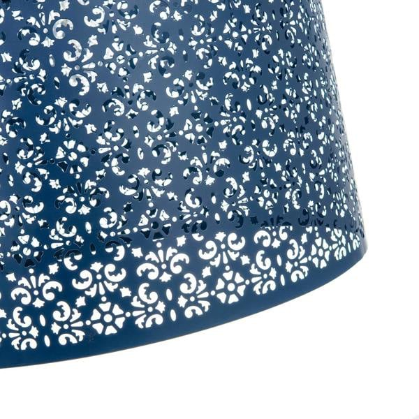 Moroccan Designed Large Midnight Blue Pendant Shade with Floral Decor Image 3