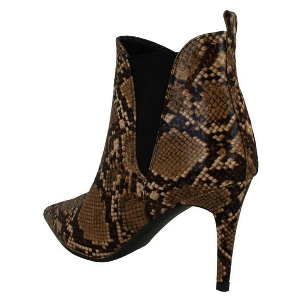 Spot On Ladies Spot On Snake Print Ankle Boots F50990