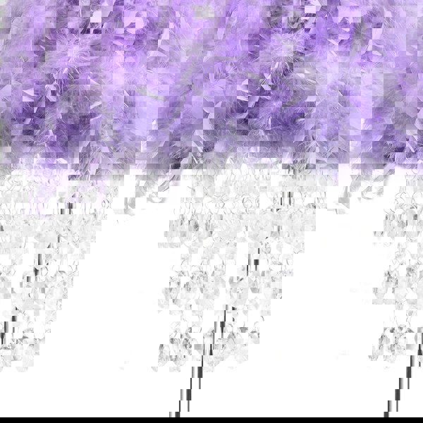 Modern Chandelier Style Lilac Feather Floor Lamp with Waterfall Drops Image 3