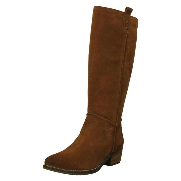 Spot On Ladies Low Cuban Heel Suede Leather High Leg Boot with Inside Zip F51230