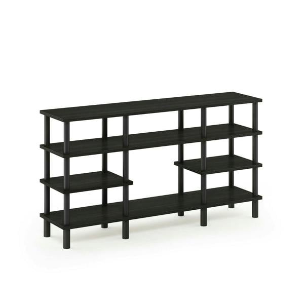 WALPLUS Turn N Tube | Modern Furniture Piece for Stylish and Functional Home Use | 4 Tier Multipurpose Wide Shelf TV Stand, Espresso/Black