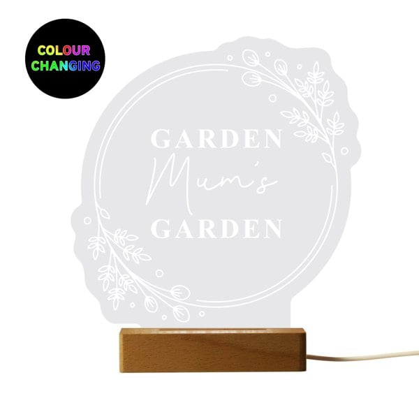 Personalised Memento Company Personalised Floral Wooden Based LED Light