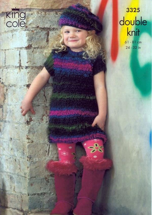 King Cole Riot Knitting Pattern 3325, Dresses, Headwear, Tops for Kids, 24 - 32 Inches - Advanced